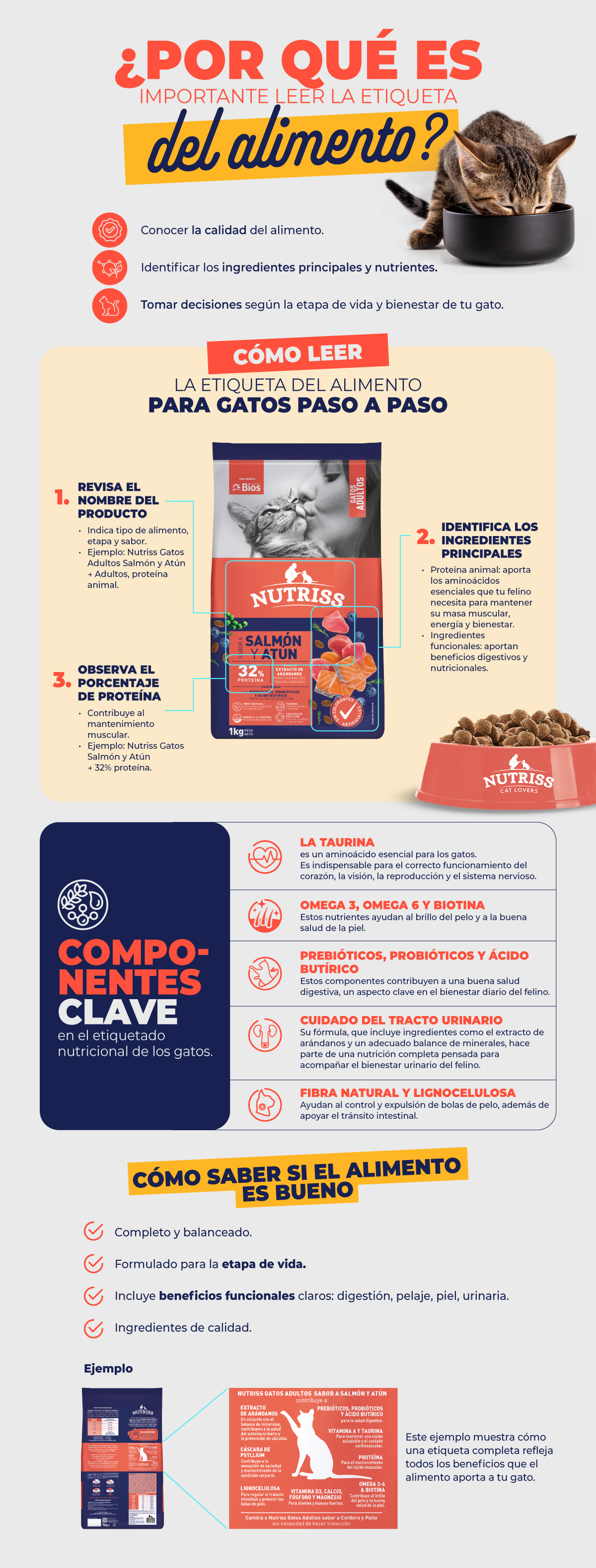 Infografía Nutriss Cómo leer la etiqueta del alimento de tu gato